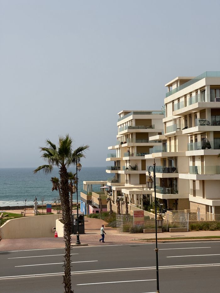 Contemporary apartments overlooking the ocean in Rabat, Morocco.
